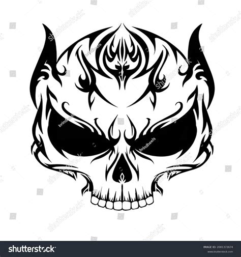 Cool Skull Tribal Tattoo Art Design Stock Illustration 2081372674