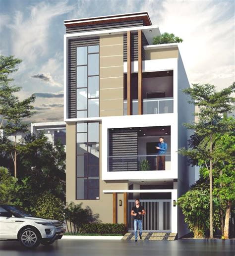 Triple Story House Elevation Best Exterior Design Architectural Plan