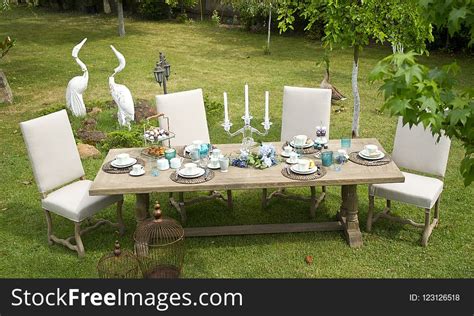 Furniture Table Backyard Grass Free Stock Images Photos
