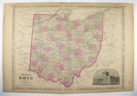 Original 1800s Map Of Ohio 1867 Johnson Ohio Map Unique