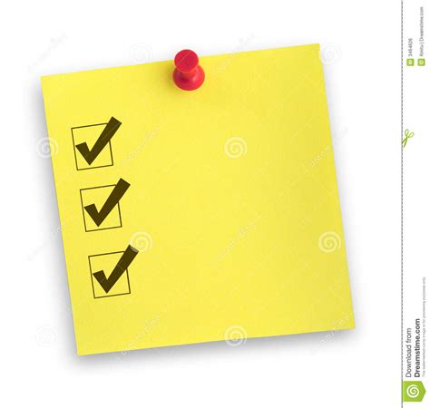 Note With Completed Checklist Royalty Free Stock Image - Image: 3464626