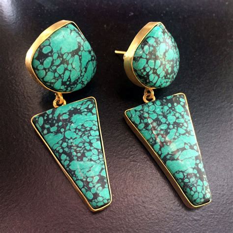 Turquoise Earrings Gold Dangle Earrings Turkish Etsy Gold Earrings