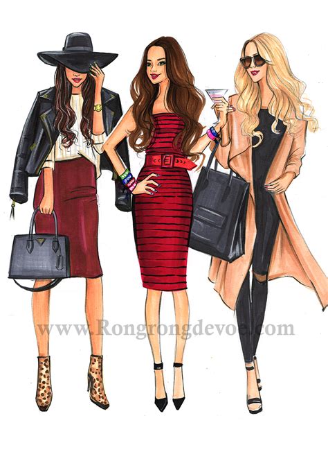 Fashion Illustration Of Fashionistas In Winter Fashion Outfits By