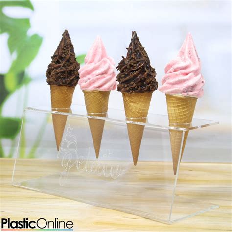 Acrylic Ice Cream Cone Holder Counter Top Display Stand Perspex Rack Gelato EBay