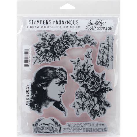 Stampers Anonymous Tim Holtz Cling Stamps 7x85 Lady Rose Cms 255