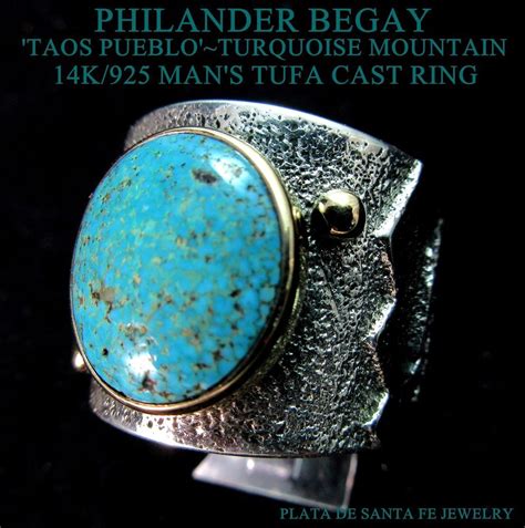 PHILANDER BEGAY Taos Pueblo Turquoise Mountain K Mans Ring