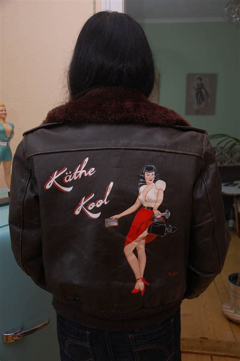 Kaethe Kool Pin Up Flight Jacket Painting By Rocka By Rockas Jacket Art