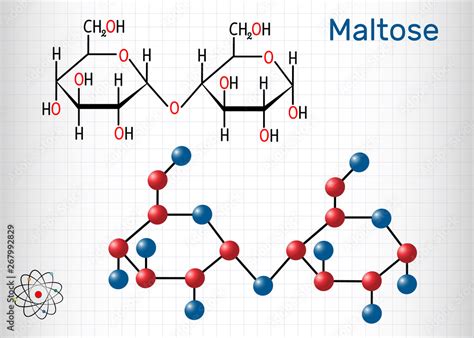 Maltose Malt Sugar Molecule Is A Disaccharide Structural Chemical