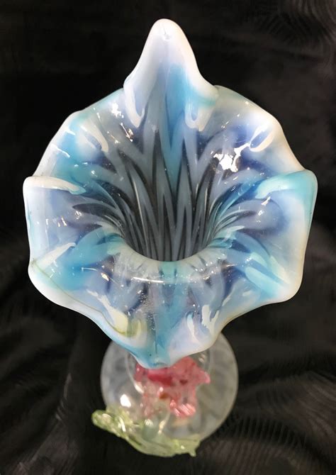 victorian opalescent glass j i p vase with applied flower collectors weekly