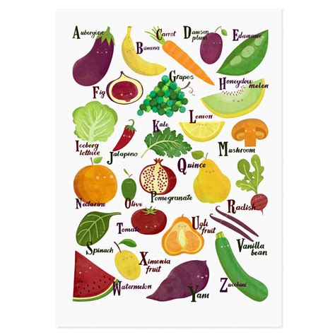 Fruits And Vegetables Alphabet
