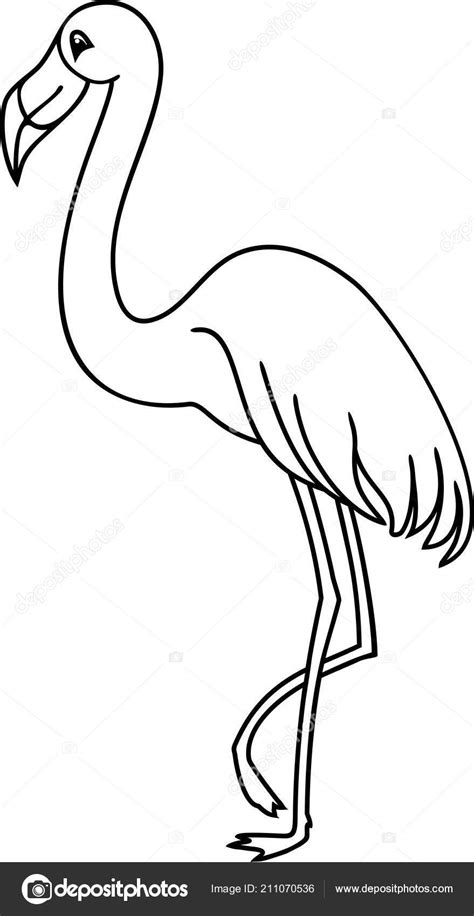 Free printable bird coloring pages. Schattige Cartoon Flamingo Kleurplaat — Stockvector ...