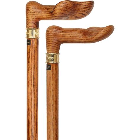 Oak Palm Grip Walking Cane With Oak Wood Shaft And Brass Collar