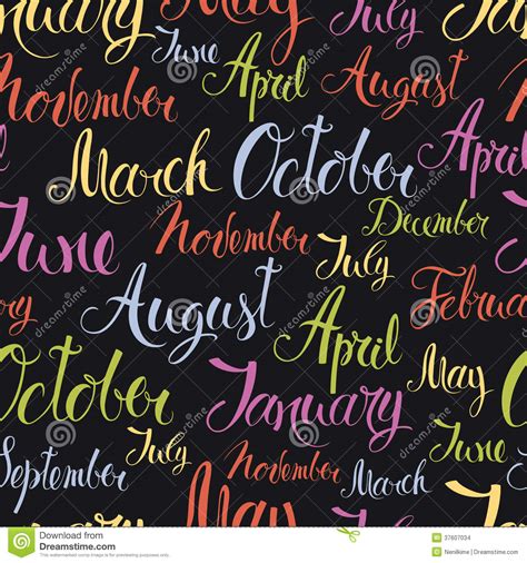 Months Of The Year Colorful Background Stock Vector Illustration Of