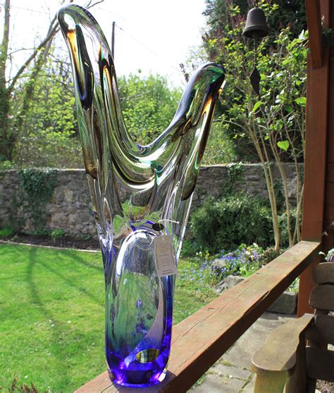Blue Glass Ornament By Polish Art Glass Artist Adam Jablonski Boha Glass