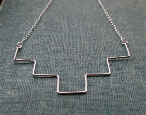 Geometric Sterling Necklace Etsy Geometric Statement Necklace