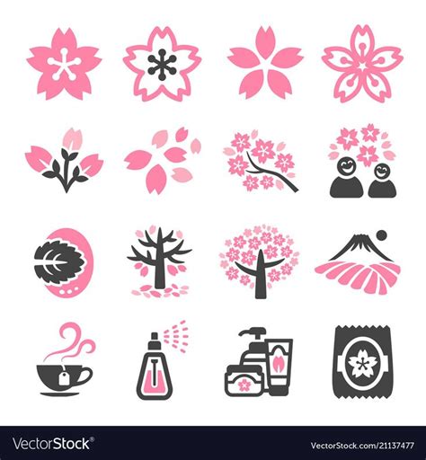 Cherry Blossom Icon Royalty Free Vector Image Vectorstock Icon Set