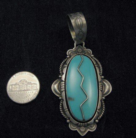 Kingman Turquoise Silver Pendant By Fritzon Toledo Navajo