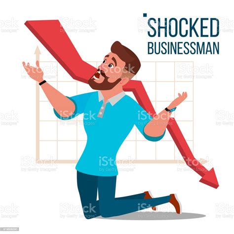 Sad Shocked Businessman Vector Losing Money Graph Going Down Male