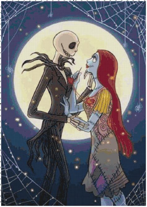 Jack And Sally In Love Pdf Counted Cross Stitch Pattern Chart Cross