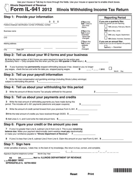 Il 941 Printable Form Printable Forms Free Online