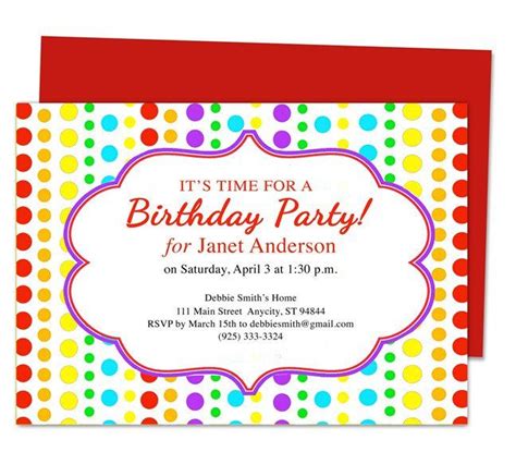 Birthday Invitation Templates Word Birthday Invite Template Party