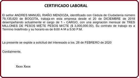 Ejemplo De Carta Certificacion Laboral Vrogue Vrogue Co