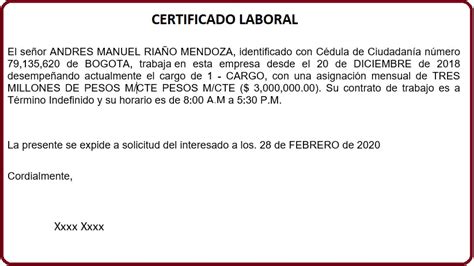 Carta De Certificación Laboral Ejemplo Carta Creativa