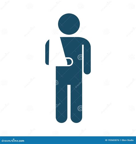 High Quality Dark Blue Flat Arm Injured Person Icon Stock Illustration