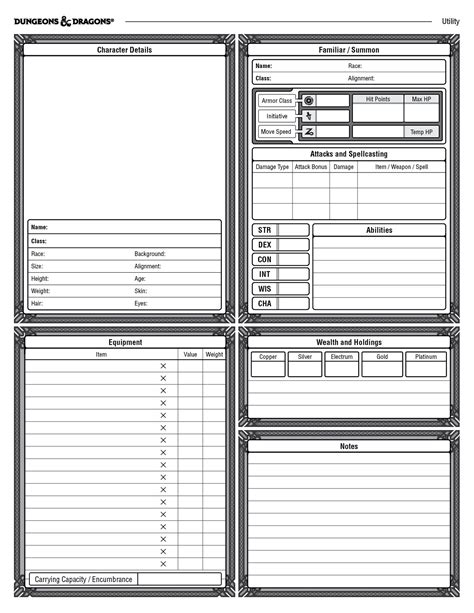 Dnd 5e Character Sheet Pdf Editable Fillable Downloadable Act4apps Images