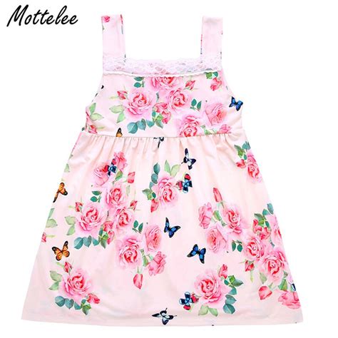 Mottelee Girls Flower Dress Strap Summer Floral Dresses For Girl Cotton