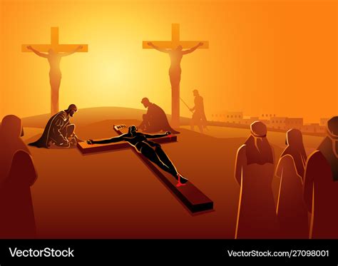 Jesus Is Nailed To Cross Royalty Free Vector Image