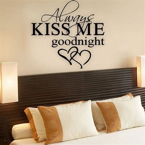Bedroom Removable Wall Decal Always Kiss Me Goodnight Quote Wall Sticker Home Decoration Couple