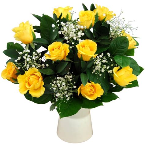 Dozen Yellow Roses Bouquet Fresh Flowers Free Delivery