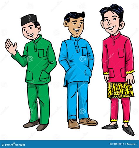 Boy Or Man Wearing Baju Melayu Stock Illustration