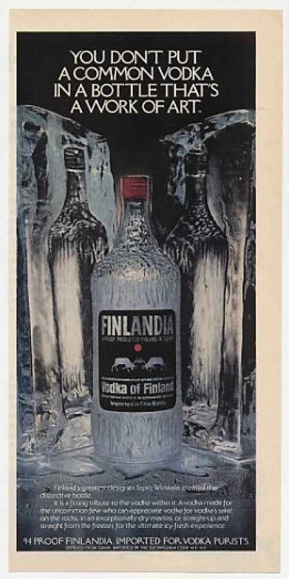 Finlandia vodka bottle finland cocktail advertisement pocket lipstick mirror. Finlandia Vodka Tapio Wirkkala Bottle Design (1977)