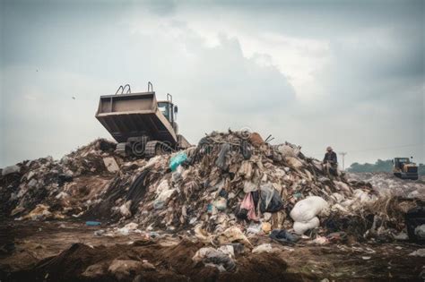 Pile Of Waste And Debris Being Dumped Into Landfill Stock Illustration