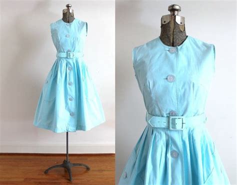 50s Dress 1950s Cotton Candy Blue Dress Full Skirt 50s Etsy