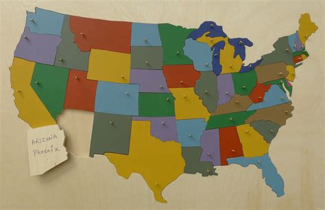 Usa States Wooden Puzzle Map Etsy