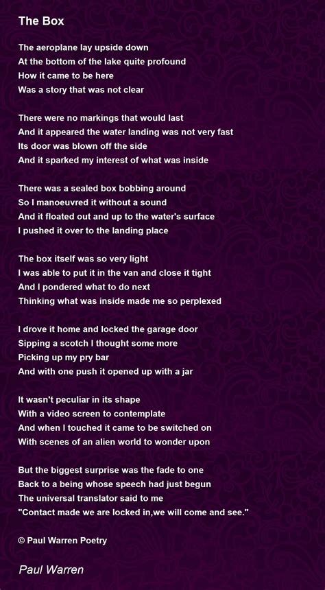 The Box The Box Poem By Paul Warren