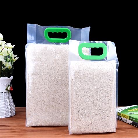 Custom Food Grade Vacuum Sealed Rice Packaging Plastic Bag With Hand