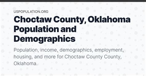 Choctaw County Oklahoma Population Income Demographics Employment