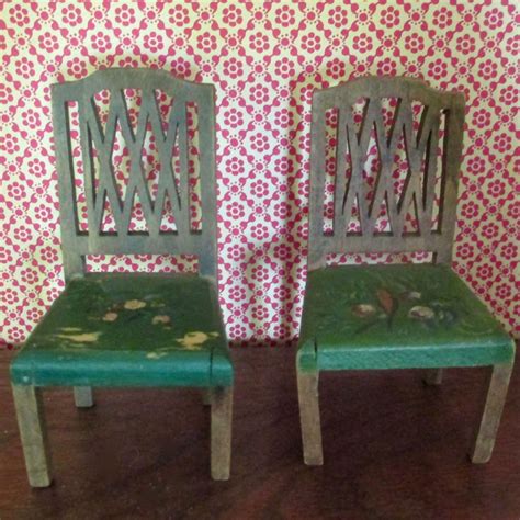 2 Matching Hand Painted Chairs Small Dollhouse | Painted chairs, Hand painted chairs, Small chair