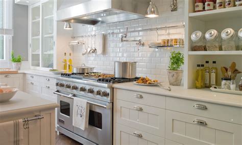 They're perfect if you want to give your kitchen an airy and bright look and to allow it to always feel clean and use wooden shelves to complement your white subway tiled backsplash and to give the kitchen a subtle rustic vibe. Beveled Subway Tile Backsplash - Transitional - kitchen ...