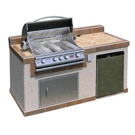 Cal Flame Outdoor Kitchen 4 Burner Barbecue Grill Island With