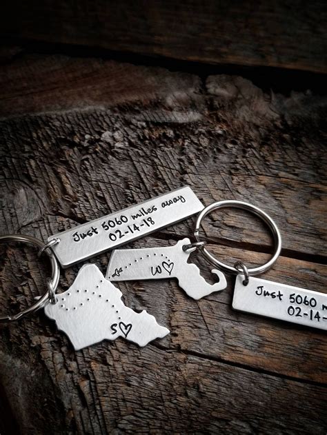 Long distance relationship gift for boyfriend, long distance gifts for girlfriend, states long distance, long distance gifts for couple perfect 33 cute gifts for long distance boyfriend (to surprise your man with). Long Distance Keychain Anniversary Gift for Boyfriend ...