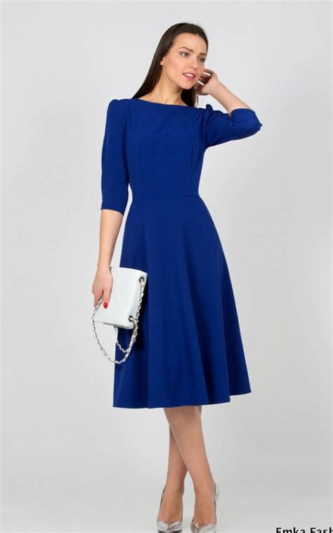 Cobalt Blue Spring Dress Summer Midi Dress Elegant Casual Etsy