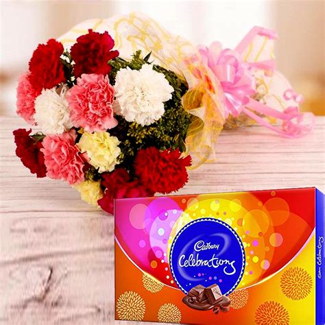 Buy Mixed Carnation And Cadbury Celebration Online At Best Price Od
