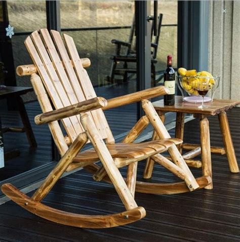 Outdoor Furniture Wooden Rocking Chair Rustic American Country Etsy