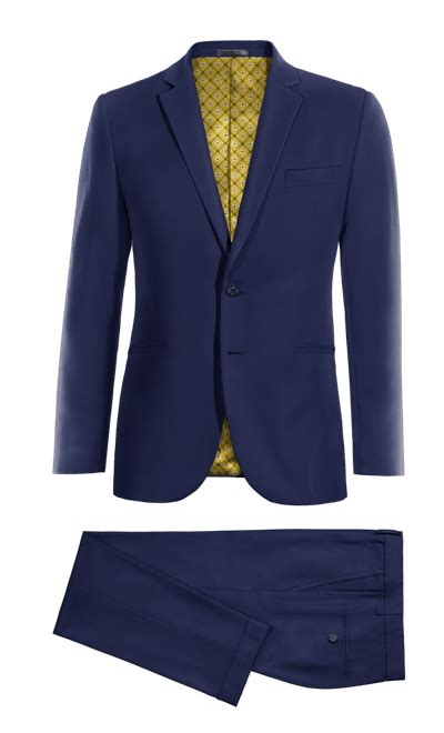 Blue Herringbone Wool Blends Suit