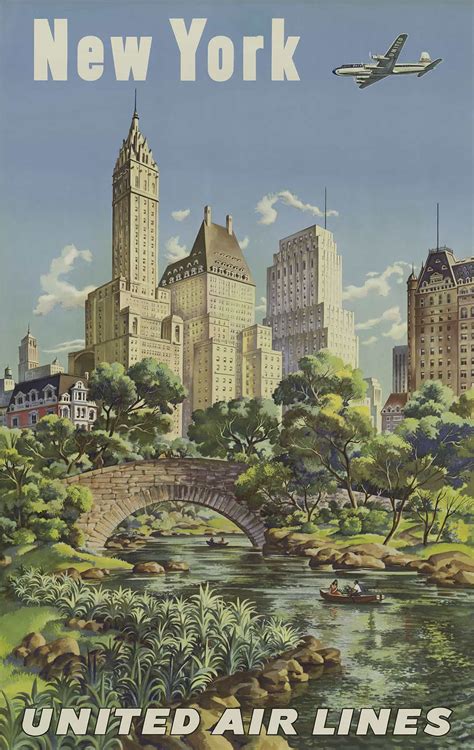 New York By United Airlines Travel Poster